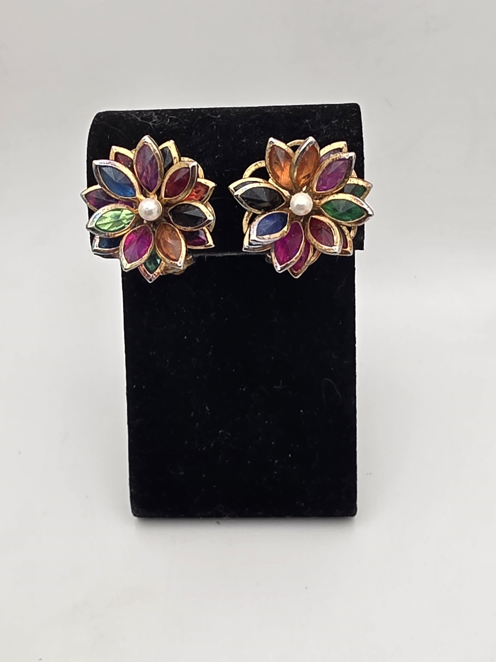 Multicolor Flower Clip-On Earrings